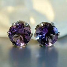 Load image into Gallery viewer, Amethyst stud earrings for women