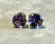 Load image into Gallery viewer, Amethyst stud earrings in sterling silver