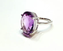 Load image into Gallery viewer, Amethyst gemstone ring in sterling silver