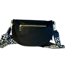 Load image into Gallery viewer, Black leather crossover bag for women