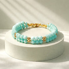 Load image into Gallery viewer, Gold Filled Beaded blue crystal bracelet