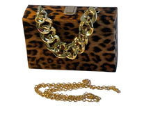 Load image into Gallery viewer, Black and gold animal print evening bag