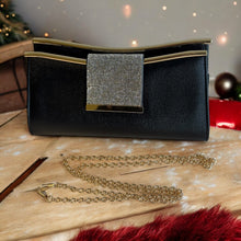 Load image into Gallery viewer, Black and gold clutch