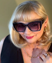 Load image into Gallery viewer, Women's black and gold sun glasses