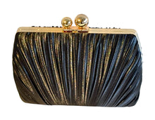 Load image into Gallery viewer, Women's black satin evening clutch bag