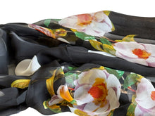 Load image into Gallery viewer, Women's black flower scarf