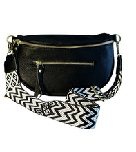 Load image into Gallery viewer, Women's black leather crossover bag