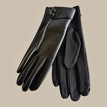 Load image into Gallery viewer, Faux black leather gloves for ladies