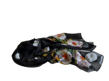 Load image into Gallery viewer, Black flower scarf