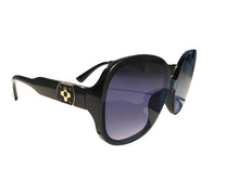Load image into Gallery viewer, Black  women's sunglasses with gold side detail