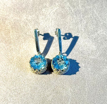 Load image into Gallery viewer, Blue topaz drop earrings in sterling silver