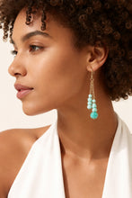 Load image into Gallery viewer, Blue dangle drop gold filled earrings with blue crystal