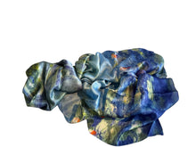 Load image into Gallery viewer, Blue floral print silk scarf