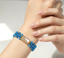 Load image into Gallery viewer, Blue beaded gemstone bracelet