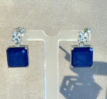 Load image into Gallery viewer, Blue moissanite gemstone drop earrings