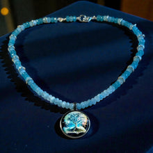 Load image into Gallery viewer, Blue quartz gemstone necklace with pendant