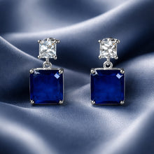 Load image into Gallery viewer, Blue moissanite gemstone stud earrings