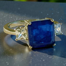 Load image into Gallery viewer, Blue moissanite gemstone ring n sterling silver