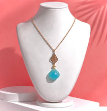 Load image into Gallery viewer, Blue gemstone pendant necklace in gold filled