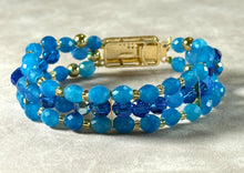 Load image into Gallery viewer, Blue beaded quartz gemstone gold filled bracelet