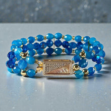 Load image into Gallery viewer, Blue quartz gemstone gold filled bracelet