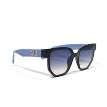 Load image into Gallery viewer, Women's blue sunglasses with gold detail
