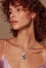 Load image into Gallery viewer, Blue topaz oval sterling silver pendant necklace