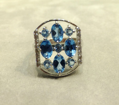 Blue topaz gemstone ring