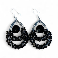 Load image into Gallery viewer, Black onyx drop oval shape gemstone earrings