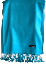 Load image into Gallery viewer, Long cashmere turquoise blue scarf for women