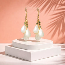 Load image into Gallery viewer, Charm drop white and gold earrings