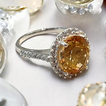 Load image into Gallery viewer, Citrine and white topaz gemstone ring