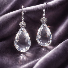 Load image into Gallery viewer, Crystal teardrop earring in sterling silver