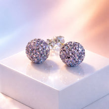 Load image into Gallery viewer, Sparkly ball earrings on a white box with a soft blurred background