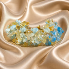 Load image into Gallery viewer, A cluster Cuff gemstone woven bracelet of citrine and aquamarine gemstones