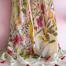 Load image into Gallery viewer, Floral print summer scarf with white back ground