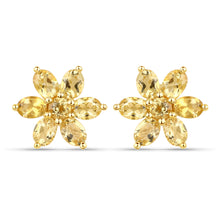 Load image into Gallery viewer, Flower Citrine stud earrings