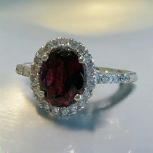 Load image into Gallery viewer, Garnet and white topaz gemstone ring