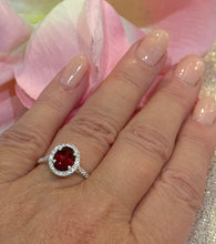 Load image into Gallery viewer, Oval cut Garnet and white topaz gemstone ring in sterling silver
