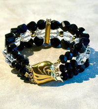 Load image into Gallery viewer, Black onyx cuff woven bracelet