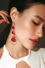 Load image into Gallery viewer, Red Crystal earrings in gold filled