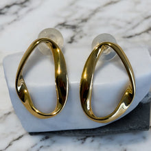 Load image into Gallery viewer, Gold filled stud oval hoop earrings