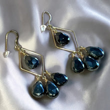 Load image into Gallery viewer, Gold filled black spinel teardrop earrings