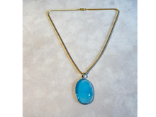 Load image into Gallery viewer, Gold Filled blue chalcedony gemstone pendant necklace