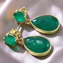 Load image into Gallery viewer, Gold filled green onyx gemstone earrings