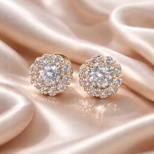 Load image into Gallery viewer, A pair of Austrian Crystal Flower stud earrings