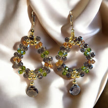 Load image into Gallery viewer, Gold handwoven gemstone earrings for women