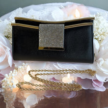 Load image into Gallery viewer, Black and gold evening bag