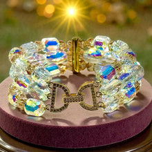Load image into Gallery viewer, Austrian Crystal cuff bracelet in gold