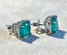 Load image into Gallery viewer, Side view of green stud earrings